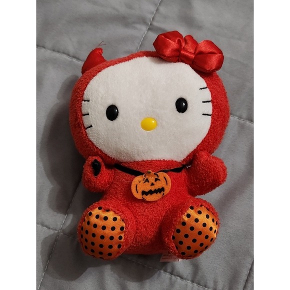 Ty Other - Ty Beanie Baby Hello Kitty Halloween Devil Plush Red Pumpkin Sanrio 6 Inch